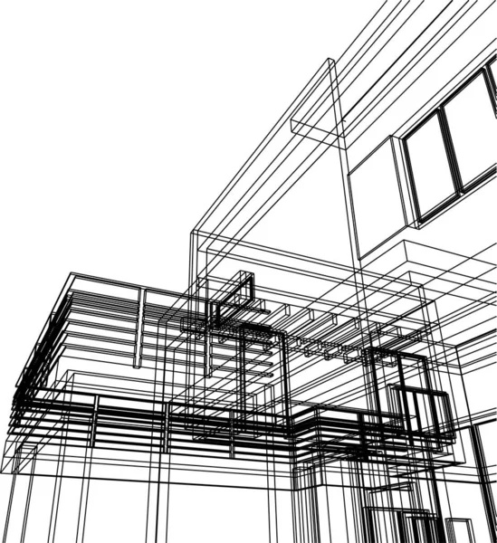 Linee Disegno Astratte Nel Concetto Arte Architettonica Forme Geometriche Minime — Vettoriale Stock