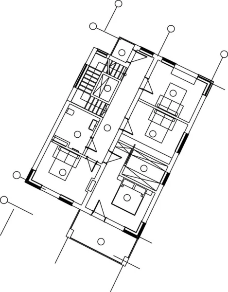 Abstraktní Kreslicí Čáry Architektonickém Pojetí Minimální Geometrické Tvary — Stockový vektor