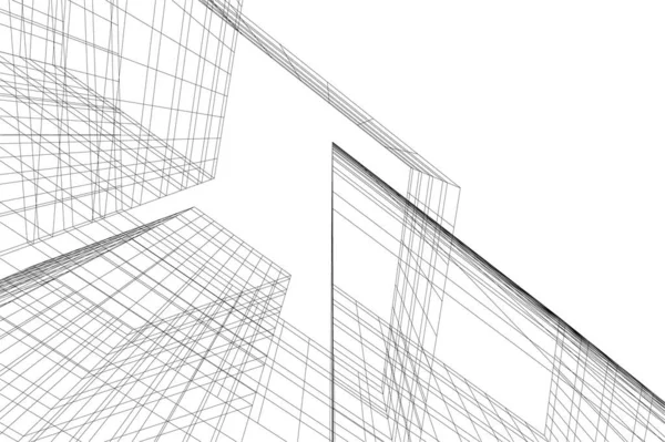 Abstrakcyjne Linie Rysunku Koncepcji Sztuki Architektonicznej Minimalne Kształty Geometryczne — Wektor stockowy