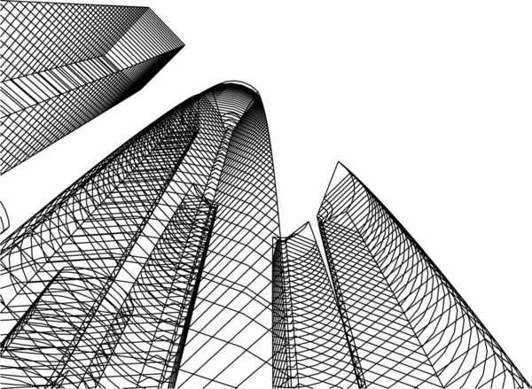 Líneas Abstractas Dibujo Concepto Arte Arquitectónico Formas Geométricas Mínimas — Vector de stock