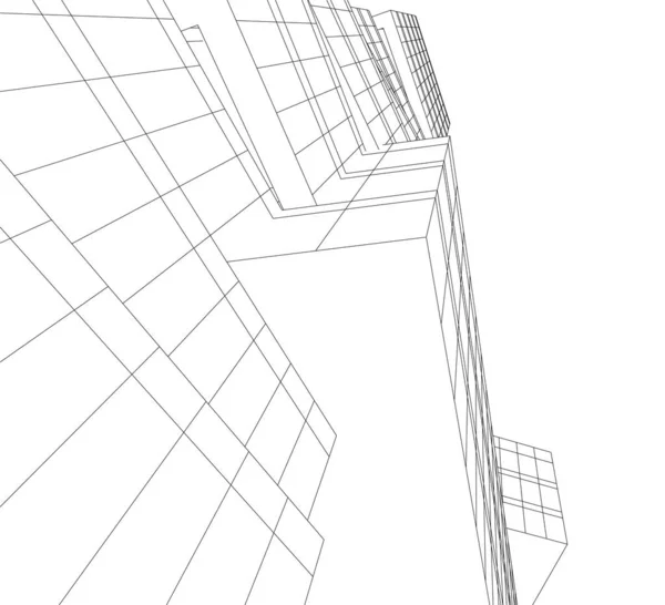 建筑艺术概念中的抽象绘图线 最小几何形状 — 图库矢量图片