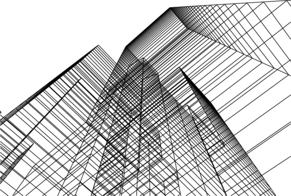 Linee Disegno Astratte Nel Concetto Arte Architettonica Forme Geometriche Minime — Vettoriale Stock