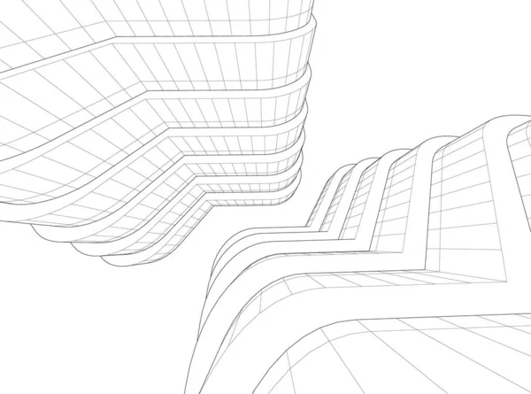 Lignes Dessin Abstraites Dans Concept Art Architectural Formes Géométriques Minimales — Image vectorielle