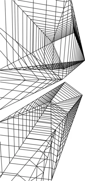 Abstrakte Zeichnungslinien Architektonischen Kunstkonzept Minimale Geometrische Formen — Stockvektor