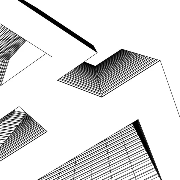 Abstrakte Zeichnungslinien Architektonischen Kunstkonzept Minimale Geometrische Formen — Stockvektor