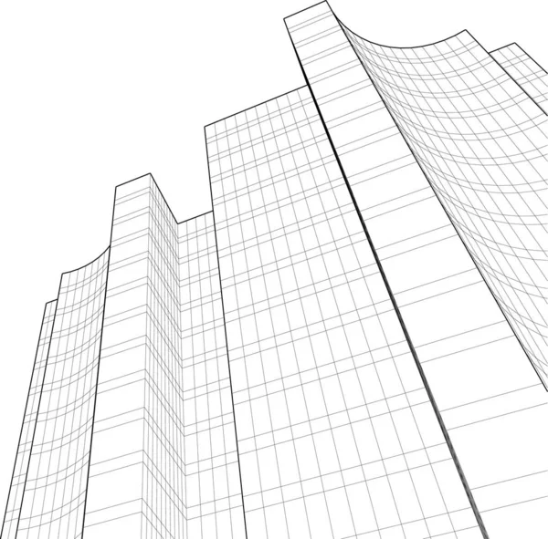 Linhas Abstratas Desenho Conceito Arte Arquitetônica Formas Geométricas Mínimas — Vetor de Stock