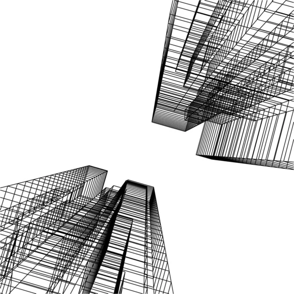 Abstrakte Zeichnungslinien Architektonischen Kunstkonzept Minimale Geometrische Formen — Stockvektor