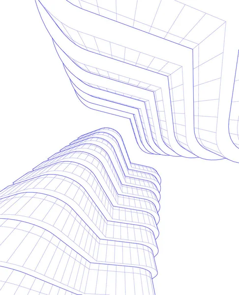 Líneas Abstractas Dibujo Concepto Arte Arquitectónico Formas Geométricas Mínimas — Vector de stock