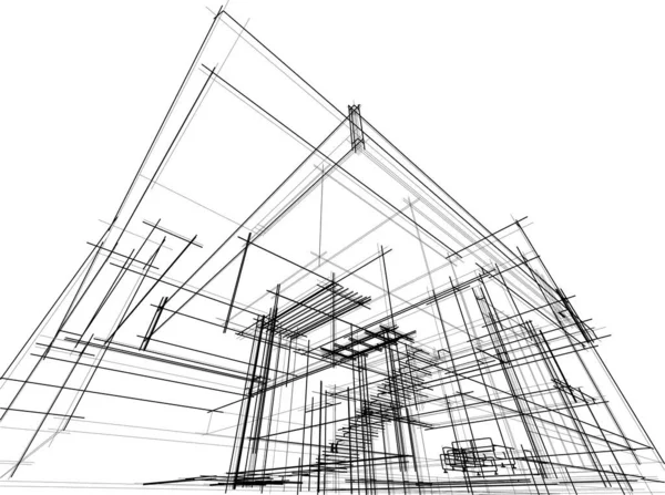 Abstraktní Kreslicí Čáry Architektonickém Pojetí Minimální Geometrické Tvary — Stockový vektor