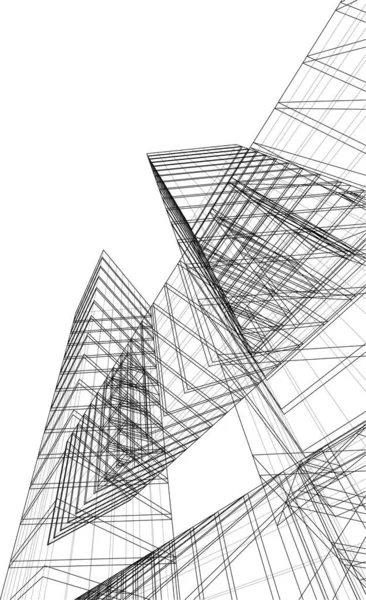 Abstracte Tekenlijnen Architectonisch Kunstconcept Minimale Geometrische Vormen — Stockvector