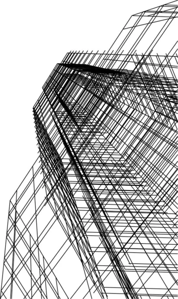 Líneas Abstractas Dibujo Concepto Arte Arquitectónico Formas Geométricas Mínimas — Vector de stock