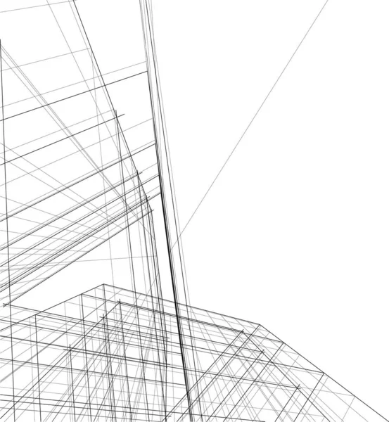 Líneas Abstractas Dibujo Concepto Arte Arquitectónico Formas Geométricas Mínimas — Vector de stock