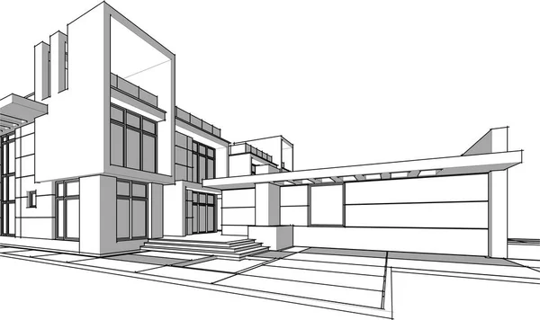 Abstrakte Zeichnungslinien Architektonischen Kunstkonzept Minimale Geometrische Formen — Stockvektor