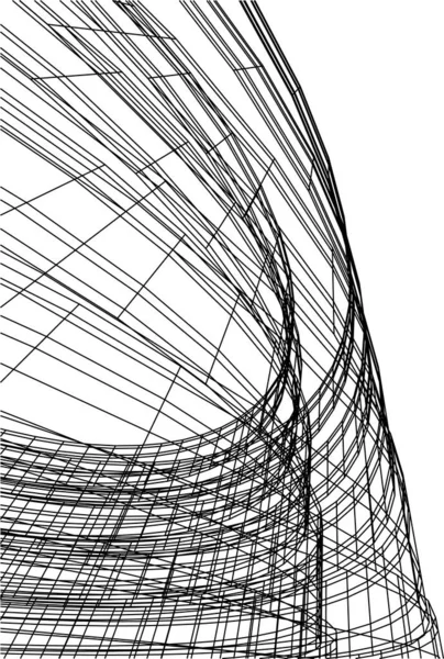 Lignes Dessin Abstraites Dans Concept Art Architectural Formes Géométriques Minimales — Image vectorielle