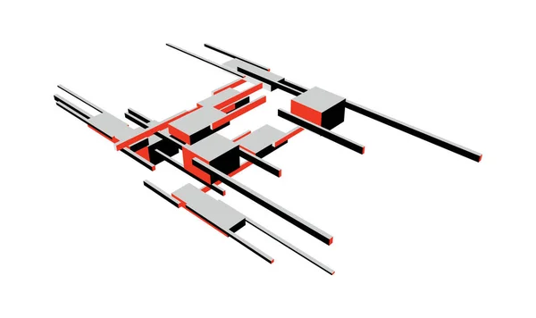 Líneas Abstractas Dibujo Concepto Arte Arquitectónico Formas Geométricas Mínimas — Vector de stock