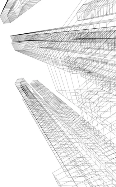 Abstracte Tekenlijnen Architectonisch Kunstconcept Minimale Geometrische Vormen — Stockvector