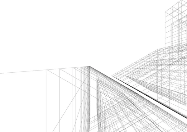 Lignes Dessin Abstraites Dans Concept Art Architectural Formes Géométriques Minimales — Image vectorielle