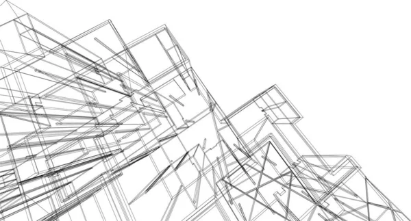 Líneas Abstractas Dibujo Concepto Arte Arquitectónico Formas Geométricas Mínimas — Vector de stock