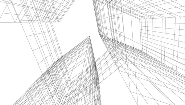 建築芸術の概念における抽象的な線や最小限の幾何学的形状 — ストックベクタ