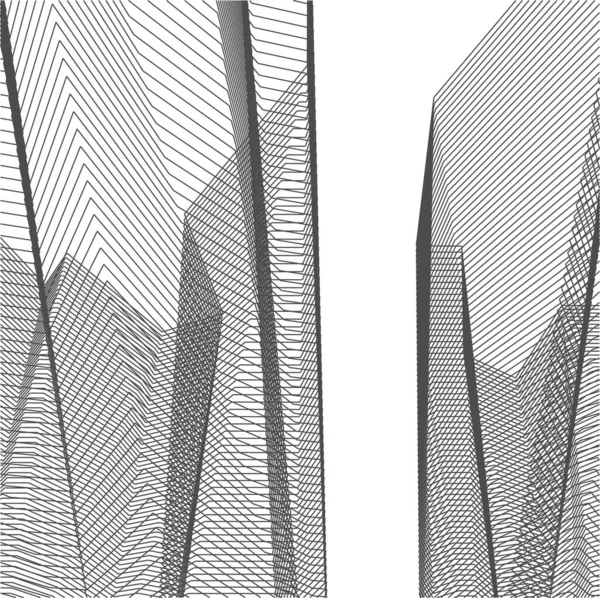 Abstrakte Zeichnungslinien Architektonischen Kunstkonzept Minimale Geometrische Formen — Stockvektor