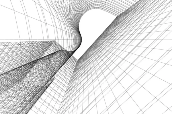 Linhas Abstratas Desenho Conceito Arte Arquitetônica Formas Geométricas Mínimas —  Vetores de Stock