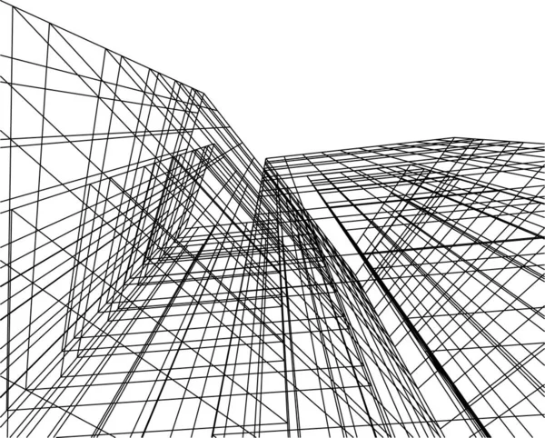 Linhas Abstratas Desenho Conceito Arte Arquitetônica Formas Geométricas Mínimas —  Vetores de Stock