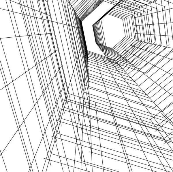 Linee Disegno Astratte Nel Concetto Arte Architettonica Forme Geometriche Minime — Vettoriale Stock