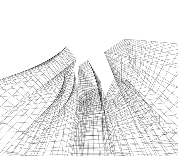 Linhas Abstratas Desenho Conceito Arte Arquitetônica Formas Geométricas Mínimas — Vetor de Stock