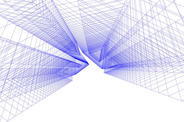 Abstracte Tekenlijnen Architectonisch Kunstconcept Minimale Geometrische Vormen — Stockvector