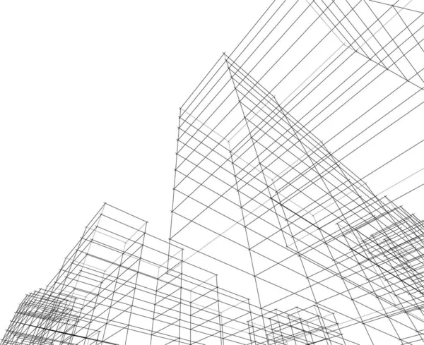 Lignes Dessin Abstraites Dans Concept Art Architectural Formes Géométriques Minimales — Image vectorielle