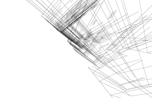 Abstracte Tekenlijnen Architectonisch Kunstconcept Minimale Geometrische Vormen — Stockvector