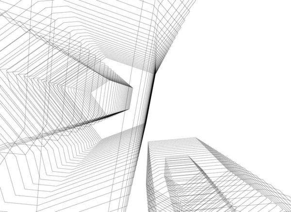 Linhas Abstratas Desenho Conceito Arte Arquitetônica Formas Geométricas Mínimas — Vetor de Stock