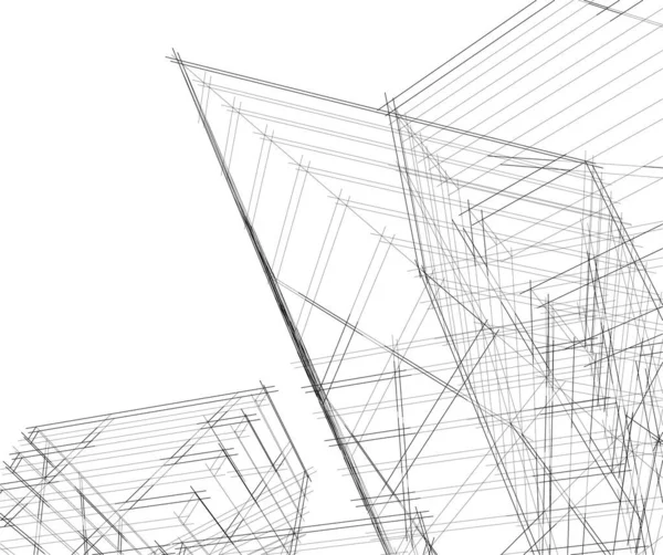 Abstrakte Zeichnungslinien Architektonischen Kunstkonzept Minimale Geometrische Formen — Stockvektor