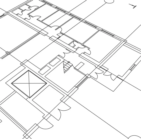 Abstracte Tekenlijnen Architectonisch Kunstconcept Minimale Geometrische Vormen — Stockvector