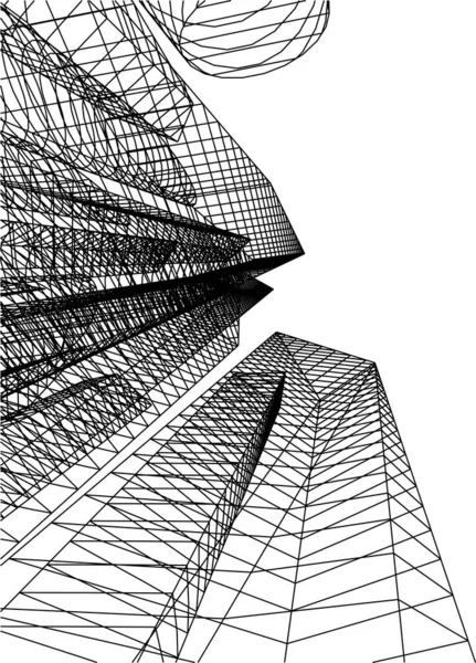 Elvont Rajzvonalak Építészeti Képzőművészetben Minimális Geometriai Formák — Stock Vector