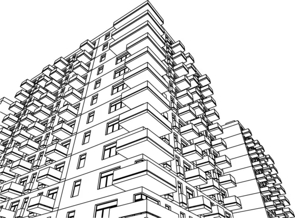 Abstracte Tekenlijnen Architectonisch Kunstconcept Minimale Geometrische Vormen — Stockvector