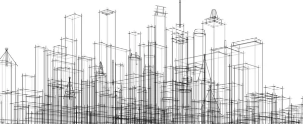 Linee Disegno Astratte Nel Concetto Arte Architettonica Forme Geometriche Minime — Vettoriale Stock