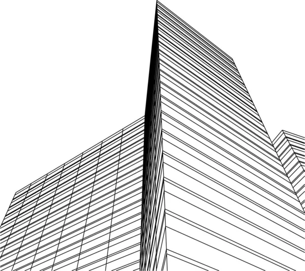 Lignes Dessin Abstraites Dans Concept Art Architectural Formes Géométriques Minimales — Image vectorielle