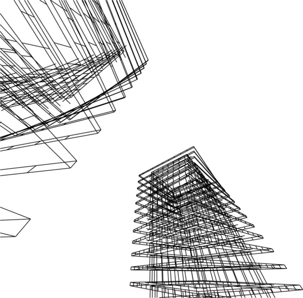 Linhas Abstratas Desenho Conceito Arte Arquitetônica Formas Geométricas Mínimas — Vetor de Stock