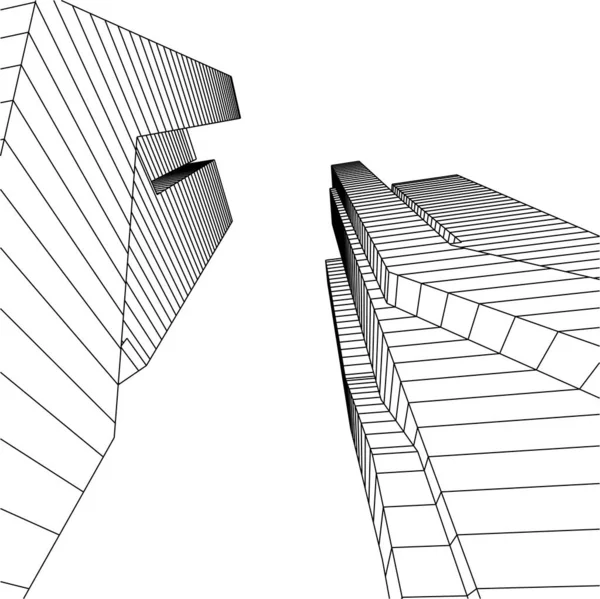 Líneas Abstractas Dibujo Concepto Arte Arquitectónico Formas Geométricas Mínimas — Archivo Imágenes Vectoriales