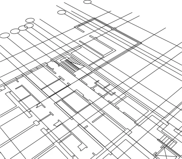 Lignes Dessin Abstraites Dans Concept Art Architectural Formes Géométriques Minimales — Image vectorielle