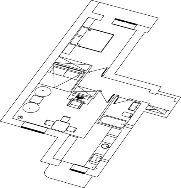 Lignes Dessin Abstraites Dans Concept Art Architectural Formes Géométriques Minimales — Image vectorielle