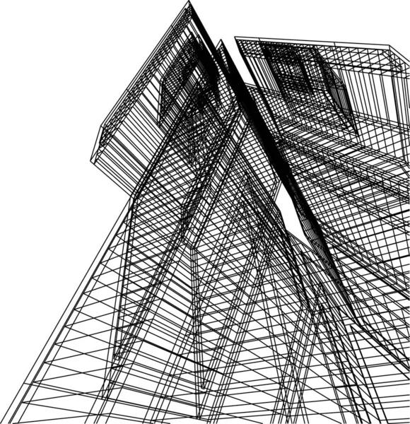 Líneas Abstractas Dibujo Concepto Arte Arquitectónico Formas Geométricas Mínimas — Vector de stock