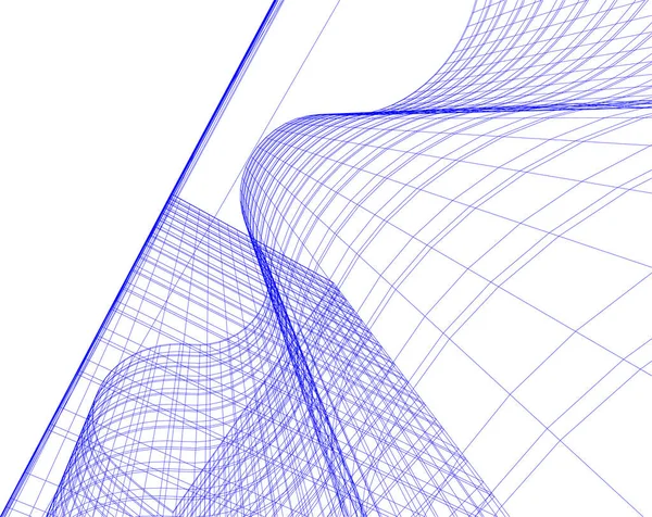 Abstracte Tekenlijnen Architectonisch Kunstconcept Minimale Geometrische Vormen — Stockvector