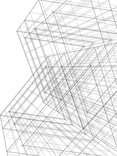 Lignes Dessin Abstraites Dans Concept Art Architectural Formes Géométriques Minimales — Image vectorielle