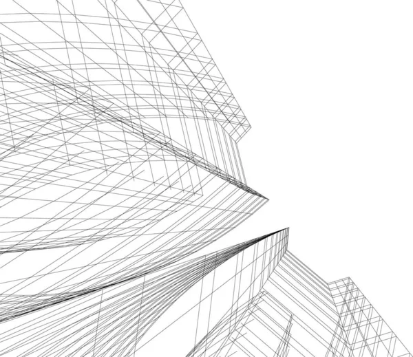 Lignes Dessin Abstraites Dans Concept Art Architectural Formes Géométriques Minimales — Image vectorielle