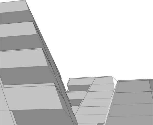 Linhas Abstratas Desenho Conceito Arte Arquitetônica Formas Geométricas Mínimas — Vetor de Stock