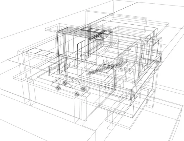 建築芸術の概念における抽象的な線や最小限の幾何学的形状 — ストックベクタ