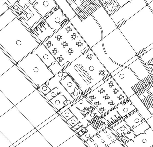 Linee Disegno Astratte Nel Concetto Arte Architettonica Forme Geometriche Minime — Vettoriale Stock