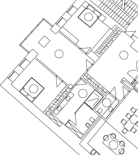 Abstrakta Teckningslinjer Arkitektonisk Konst Koncept Minimala Geometriska Former — Stock vektor